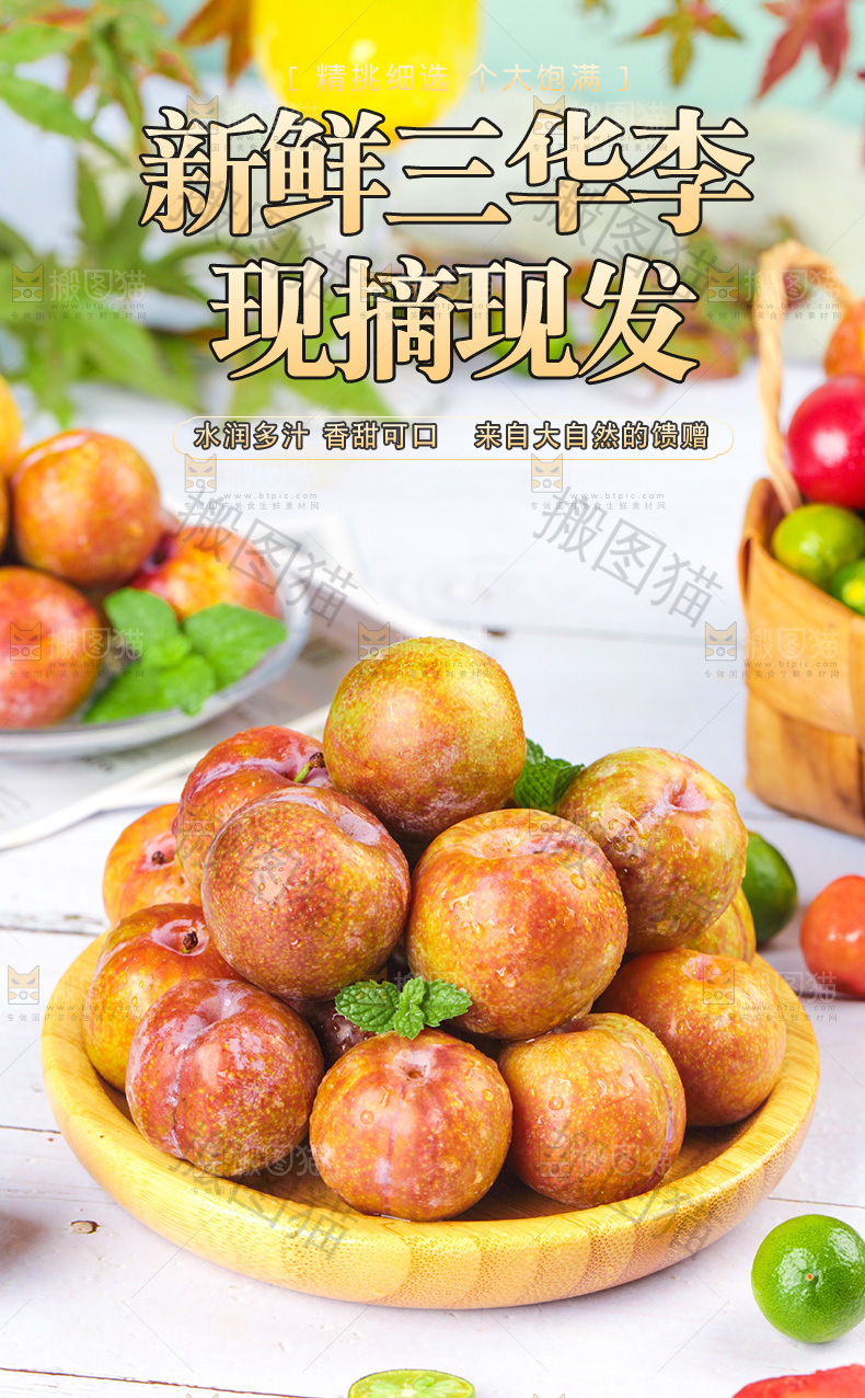 新鲜三华李详情页