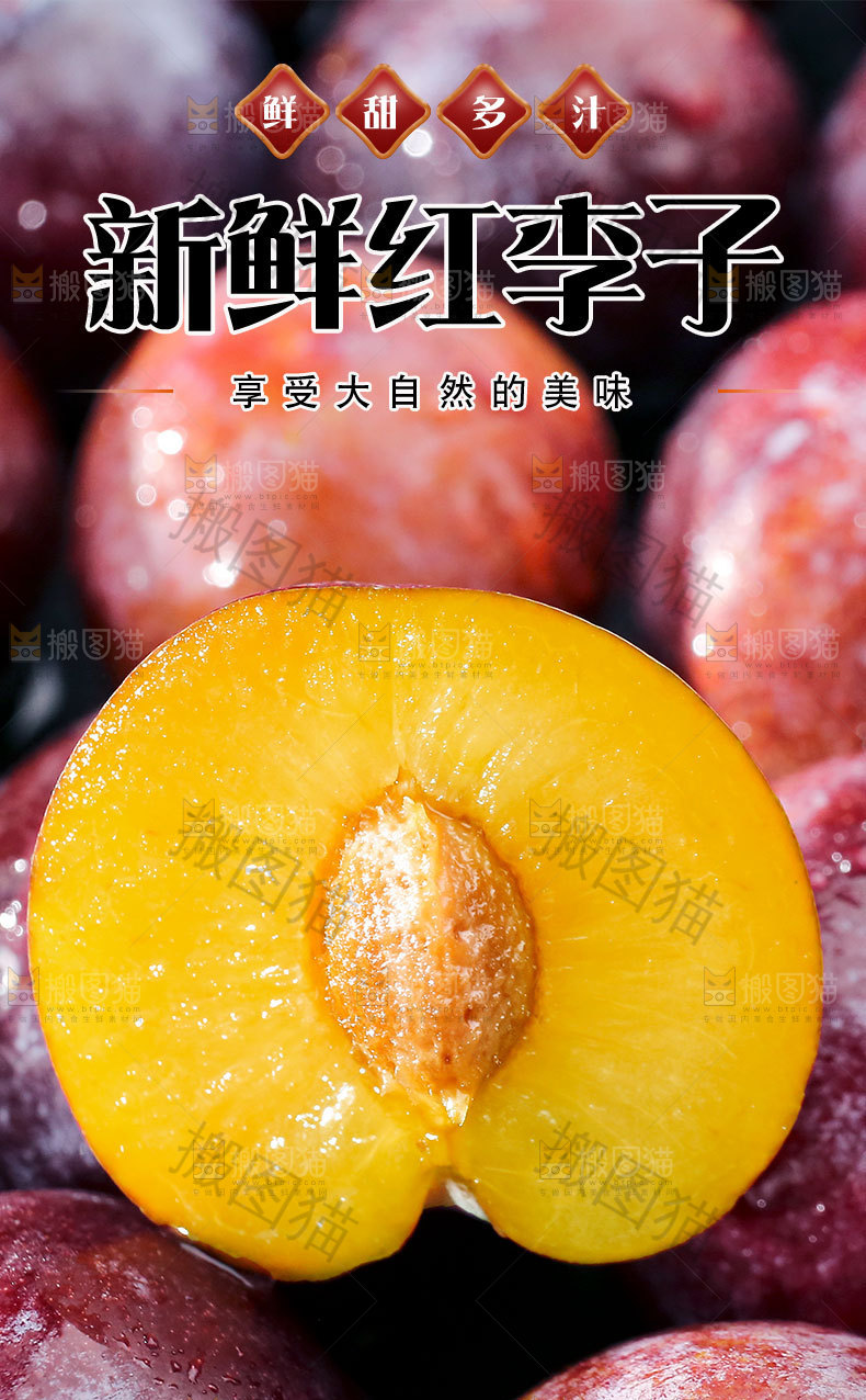 新鲜红李子详情页