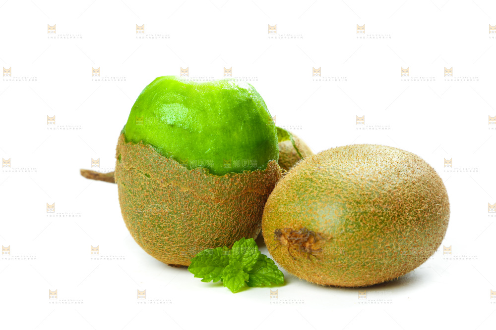 白底上的绿心猕猴桃