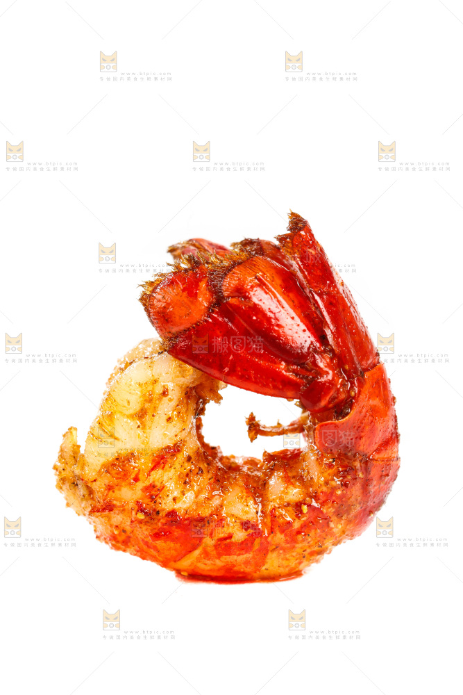 白底上的即食虾尾