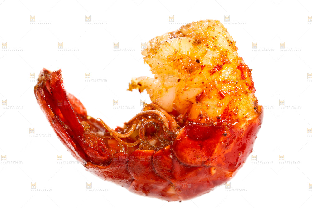 白底上熟食的虾球