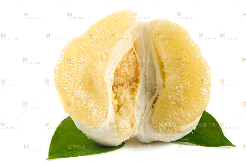 白底上的蜜柚果肉