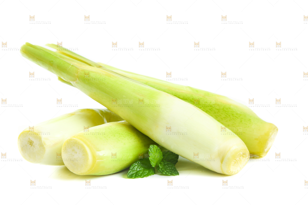 白底上放着茭白
