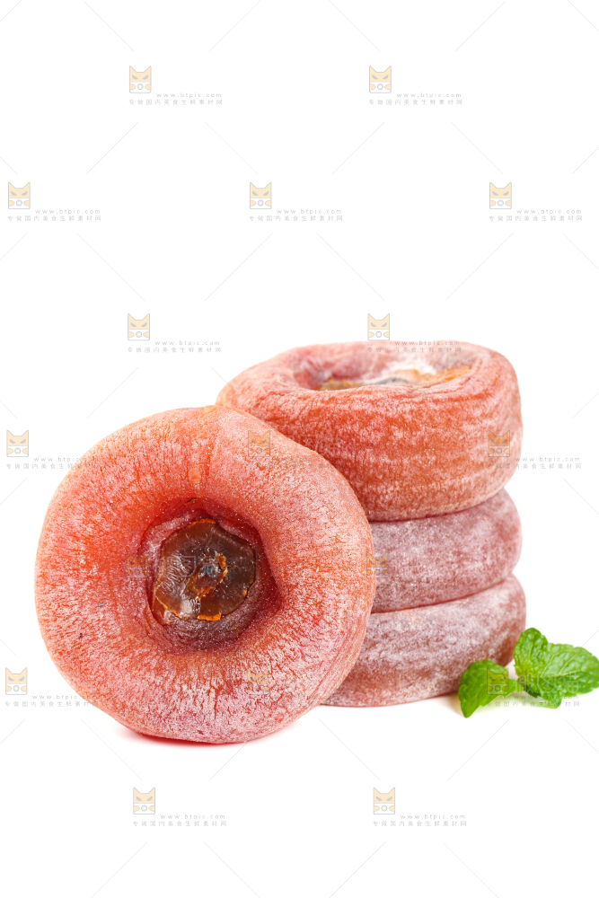 白底上摆放着圆柿饼