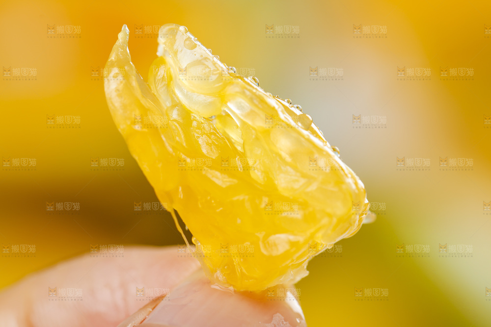手拿夏橙果肉