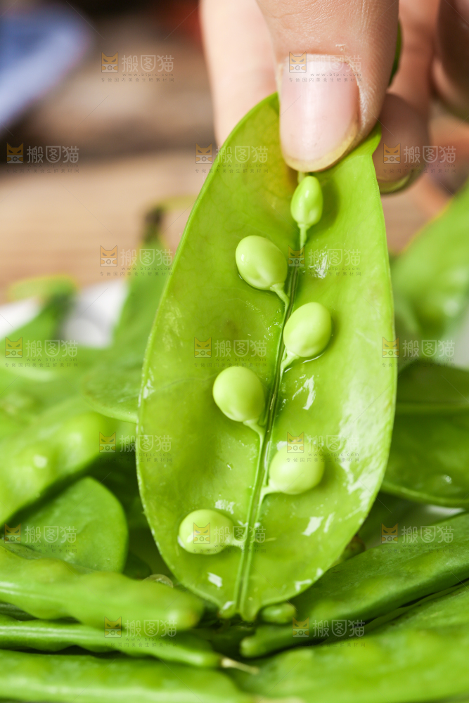 手里拿着荷兰豆