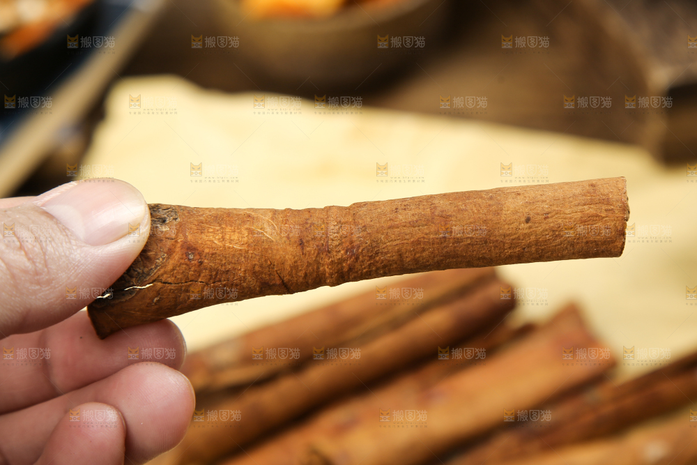 手里拿着桂皮