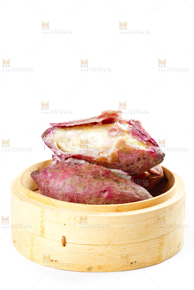 白底上放着一笼冰淇凌红薯
