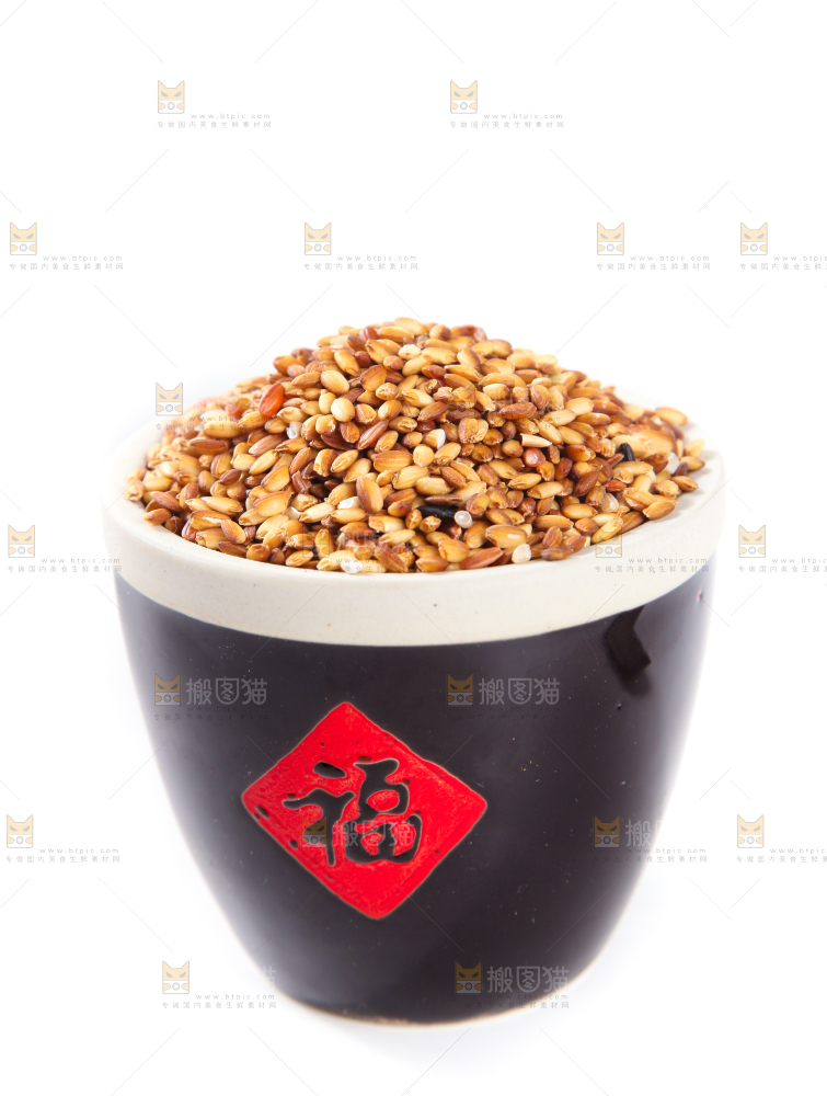 白底上放着一缸黄香米