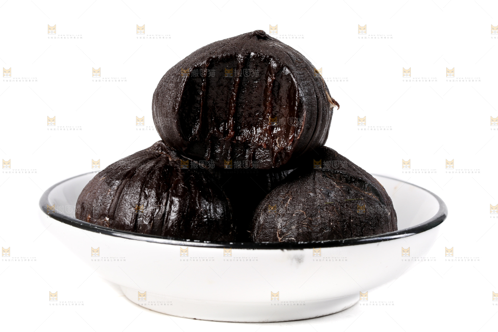 白底上的黑蒜头