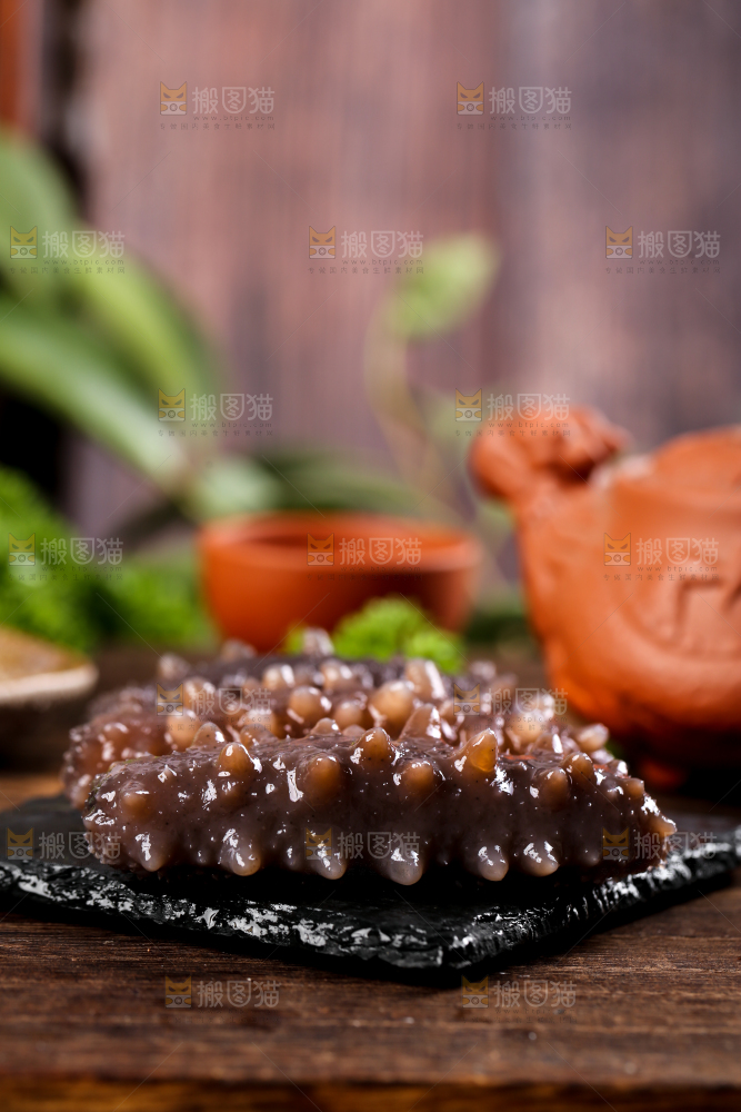 黑石板上的海参