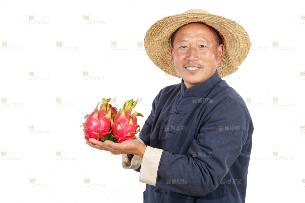 农民手里端着火龙果