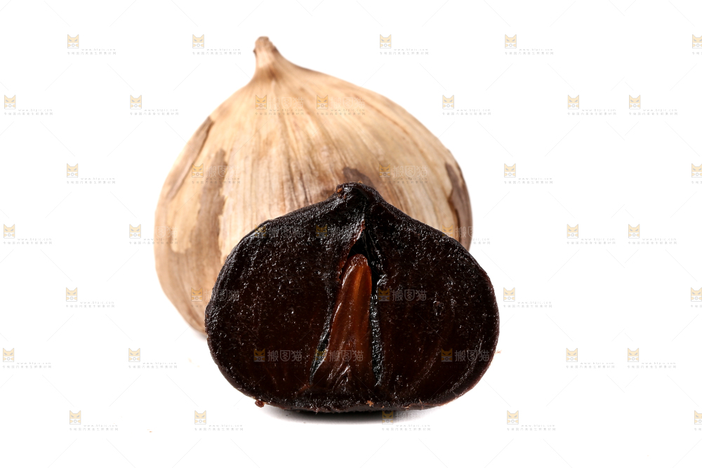 白底上的黑蒜头