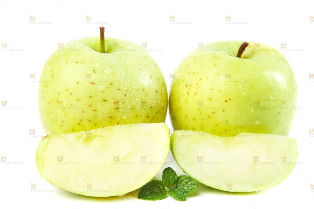 白底上摆放着王林苹果