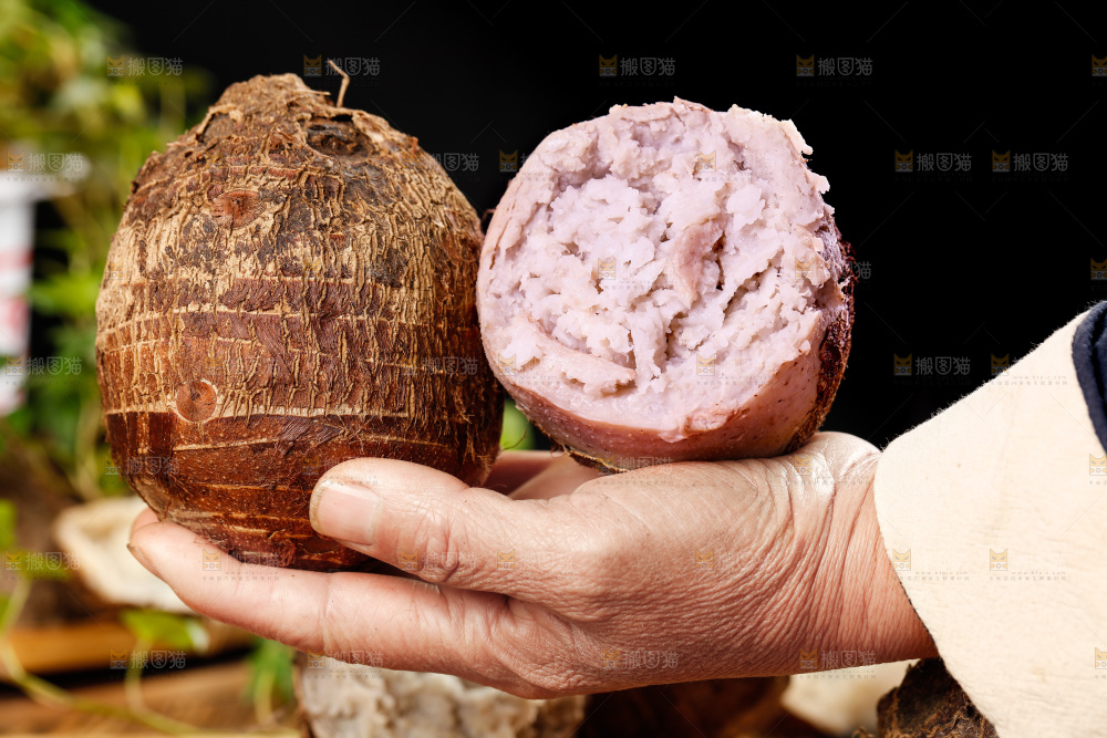 手里拿着香芋头