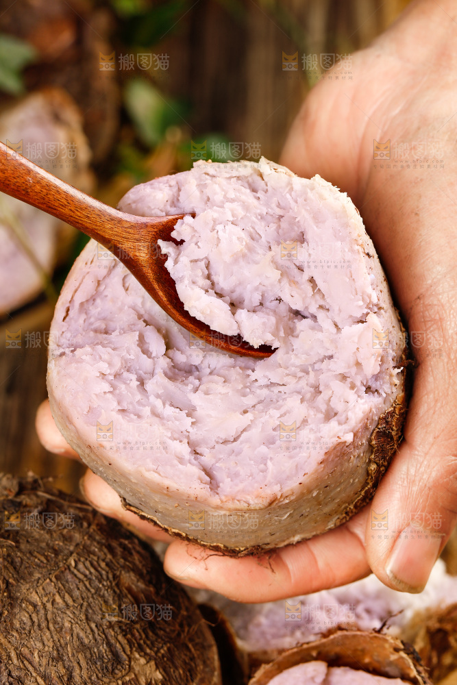 手里拿着香芋头