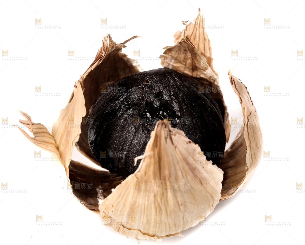 白底上的黑蒜头