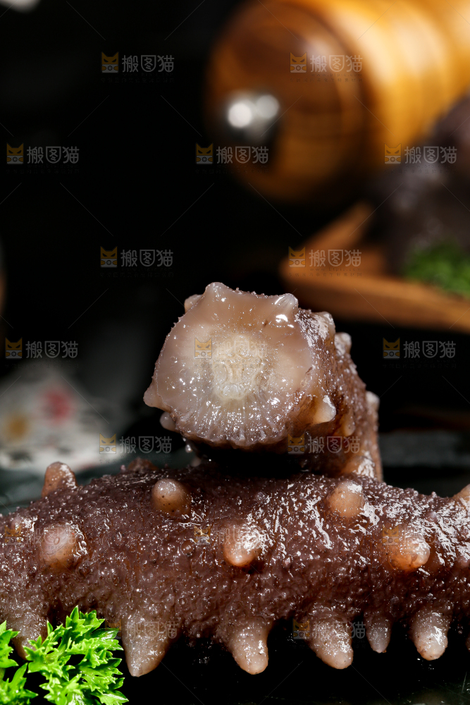 黑石板上的海参