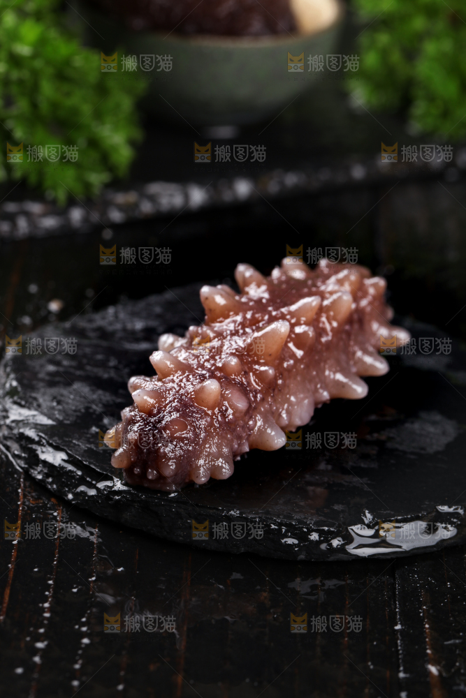黑石板上的淡干海参