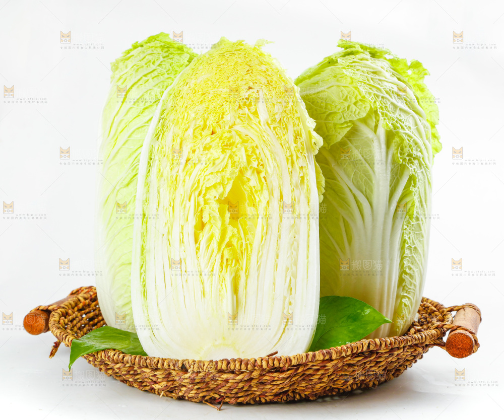 一篮大白菜放在白底上