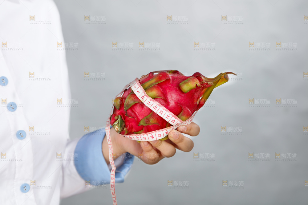 手里正在测量火龙果