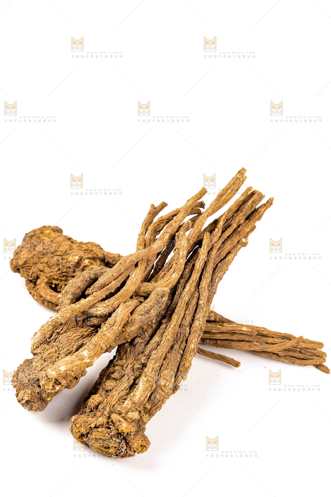白底上摆放着当归