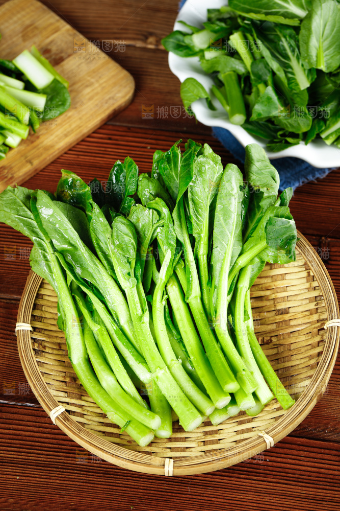 篮子里放着广东菜心