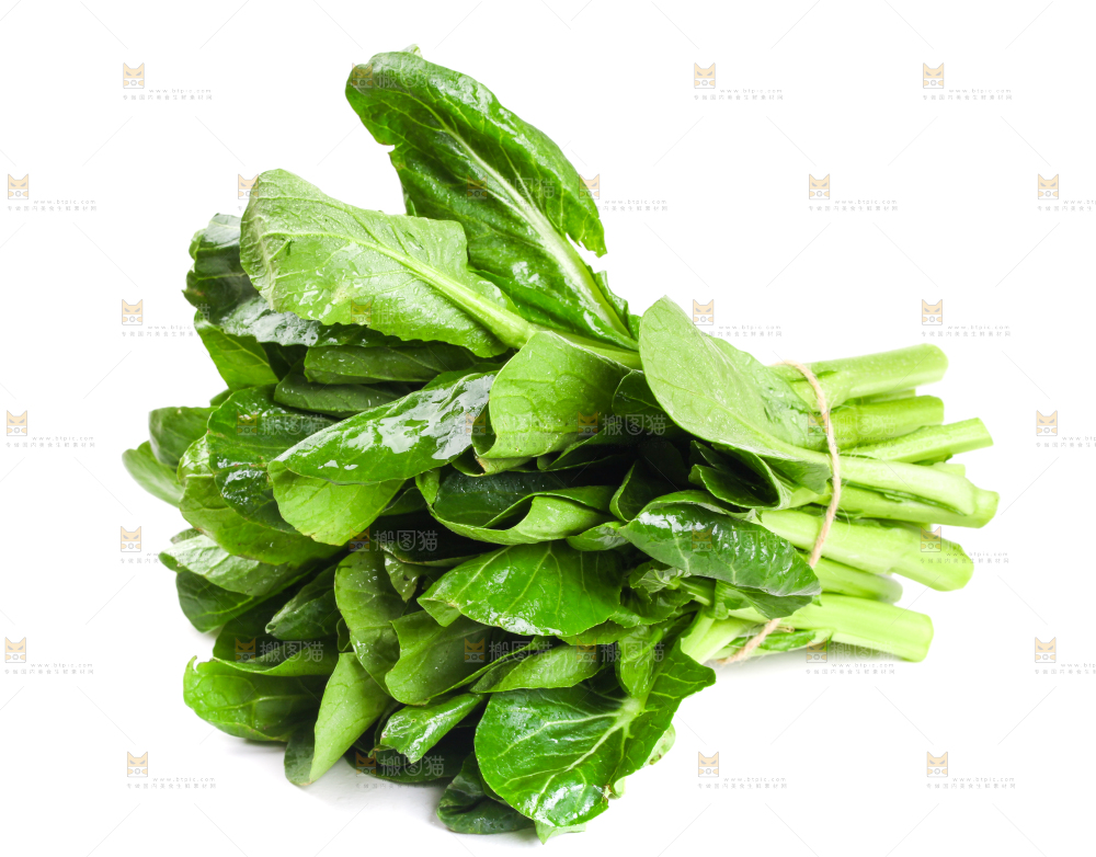 白底上放着菜苔