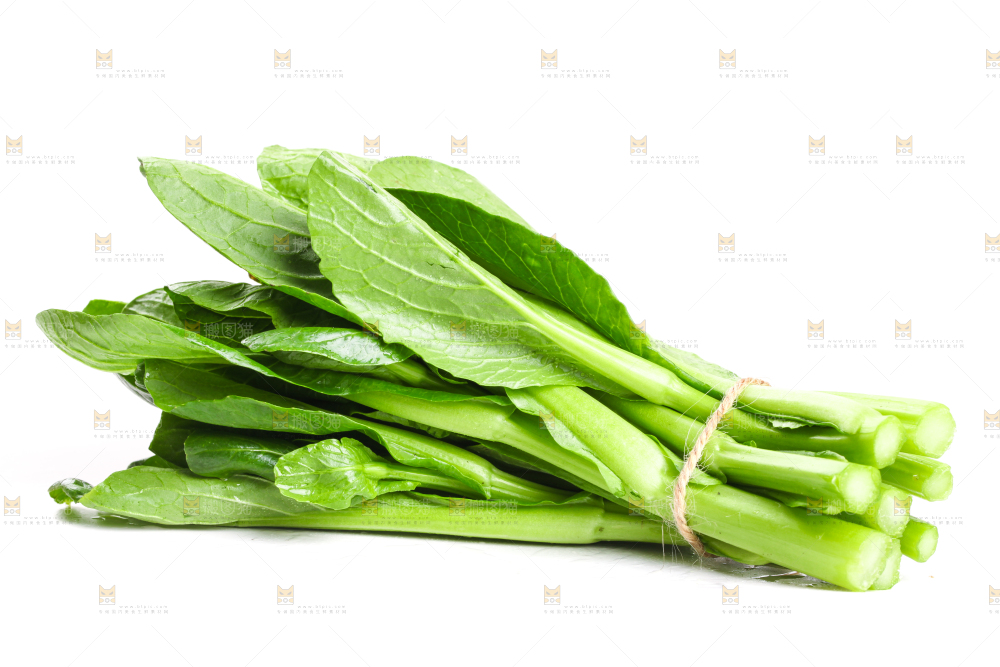白底上放着菜苔