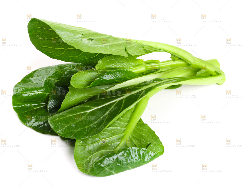 白底上放着菜苔