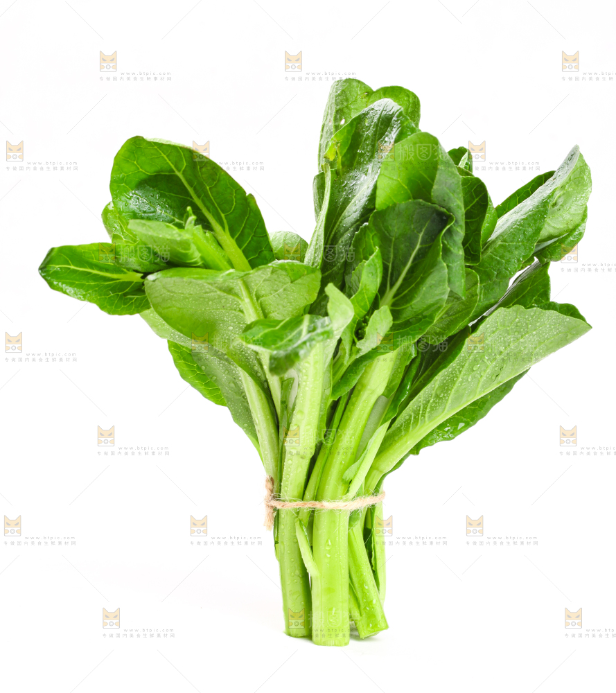 白底上放着菜苔