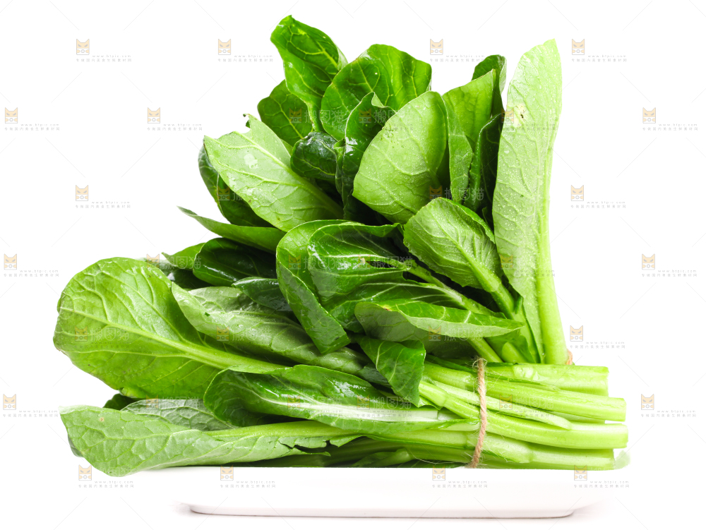 白底上放着菜苔