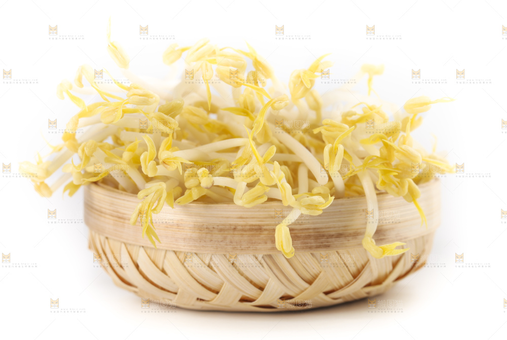 白底上放着绿豆芽