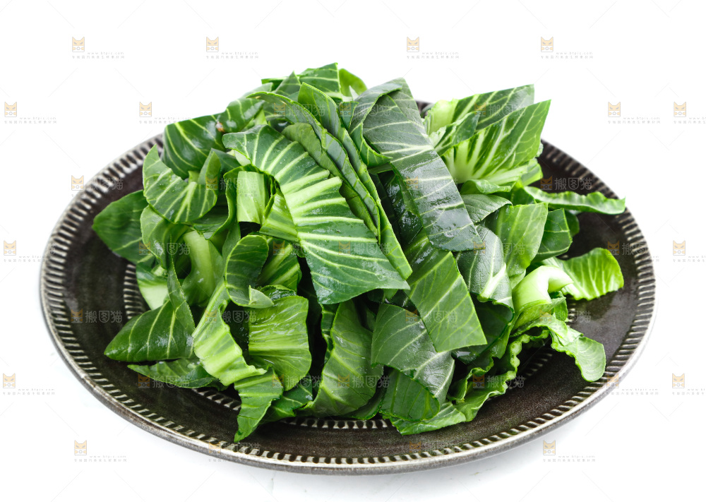 白底上放着青菜