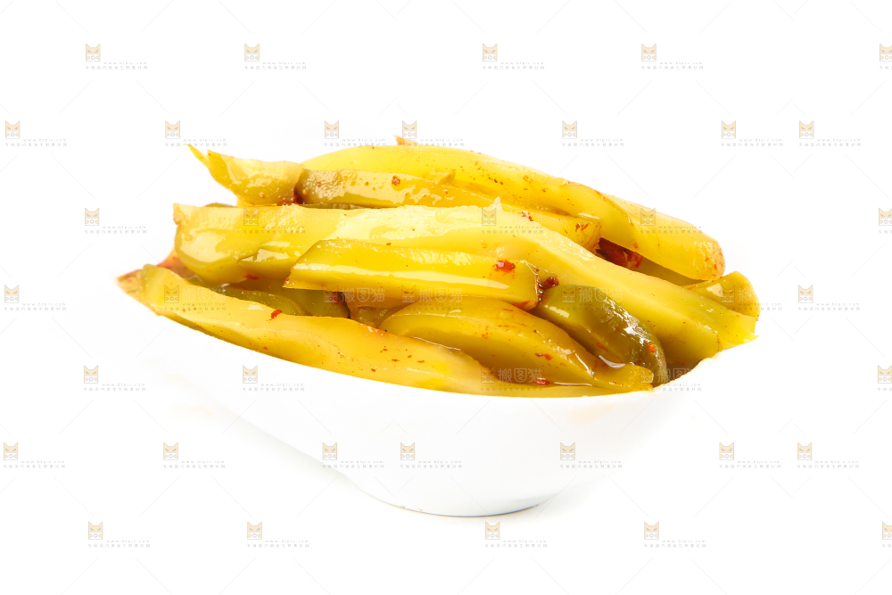 白底上放着榨菜头