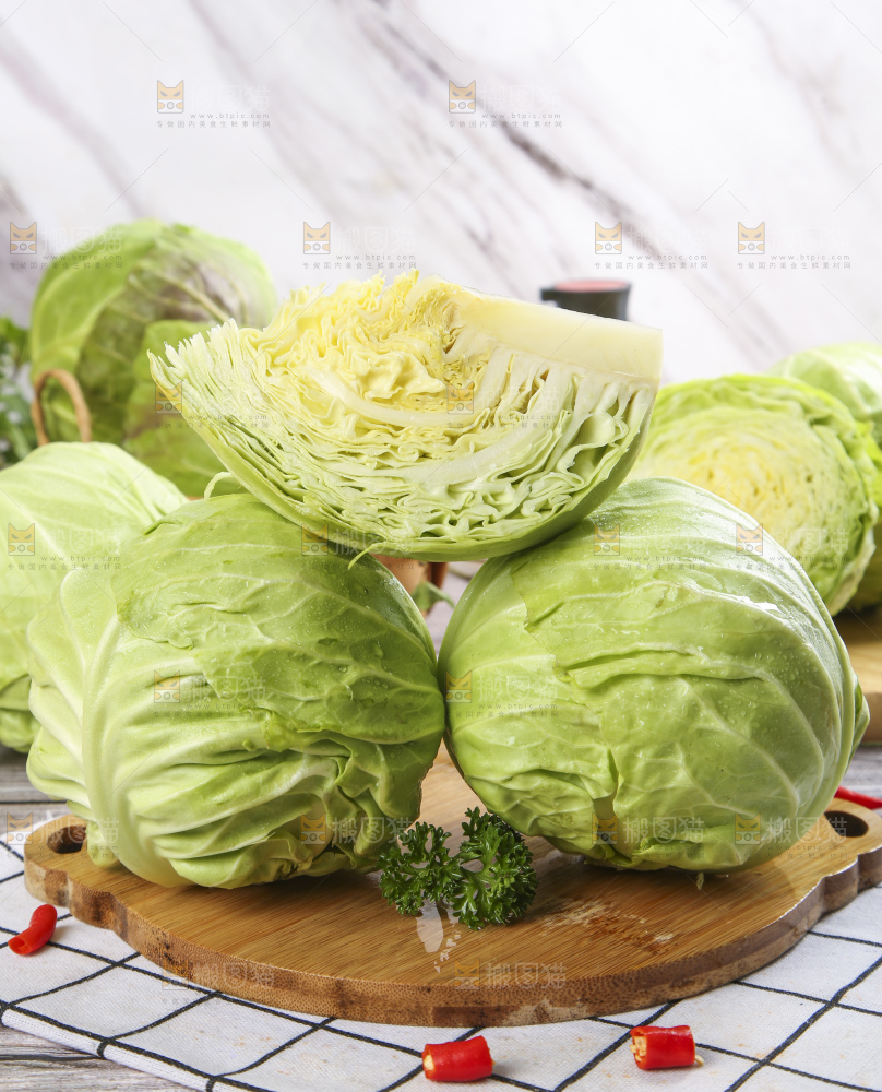 白格子底上的甘蓝包菜