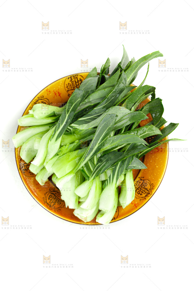 白底上放着青菜