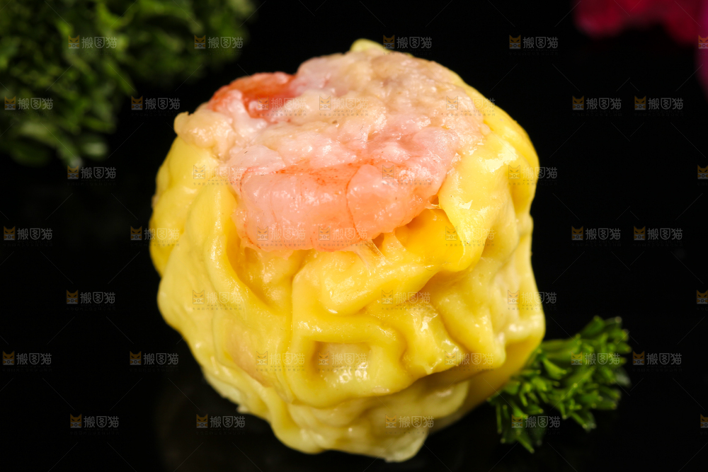 黑石板上的广式鲜肉烧麦