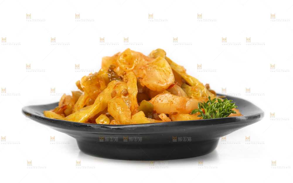 白底上的红油榨菜