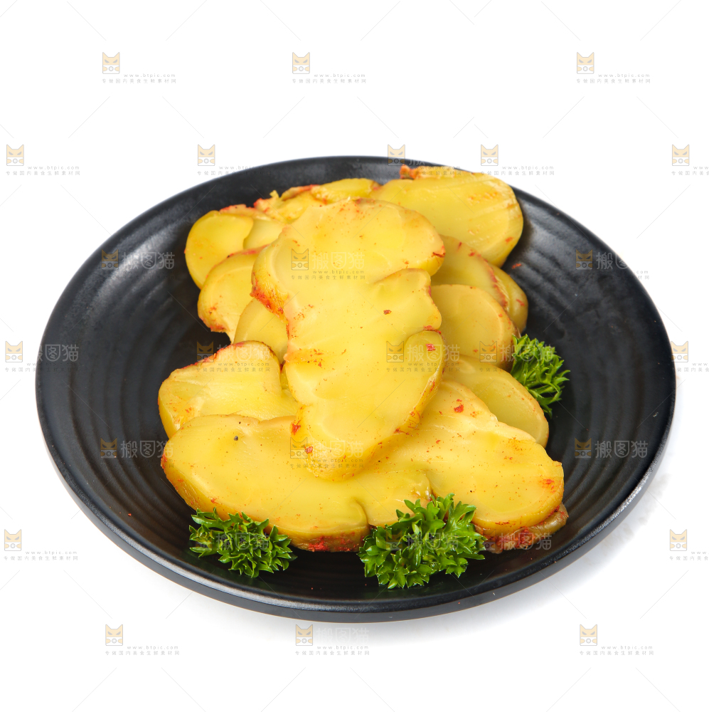 白底上放着榨菜头