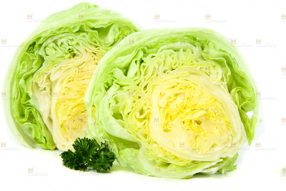 白底上的新鲜生菜