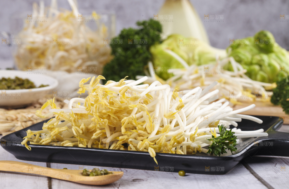 盘子里装着绿豆芽