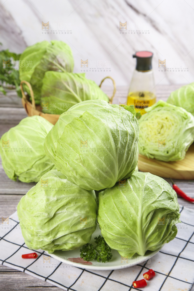 白格子底上的甘蓝包菜