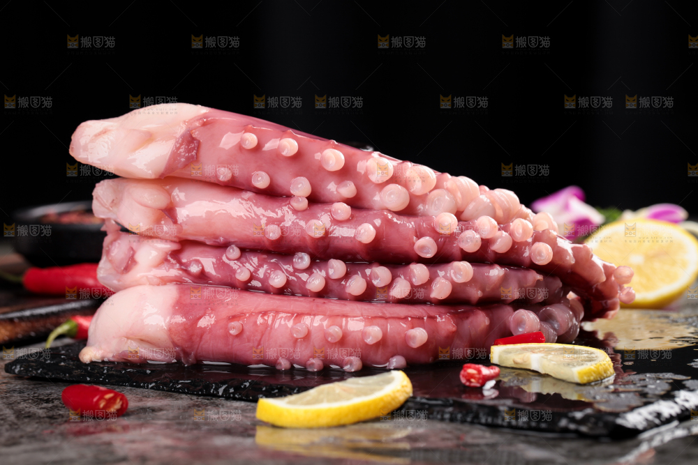黑石板上的大鱿鱼