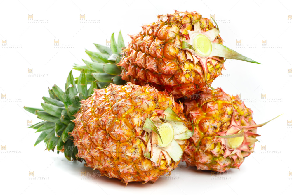 白底上的海南金钻凤梨