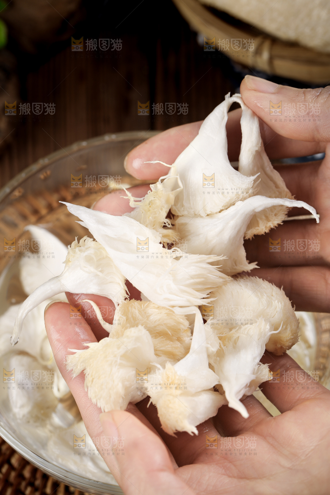 碗里放着东北山猴头菇