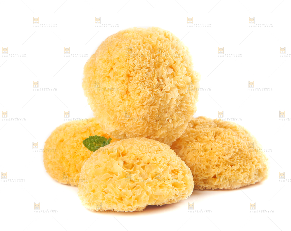 一堆糯银耳堆在白底上