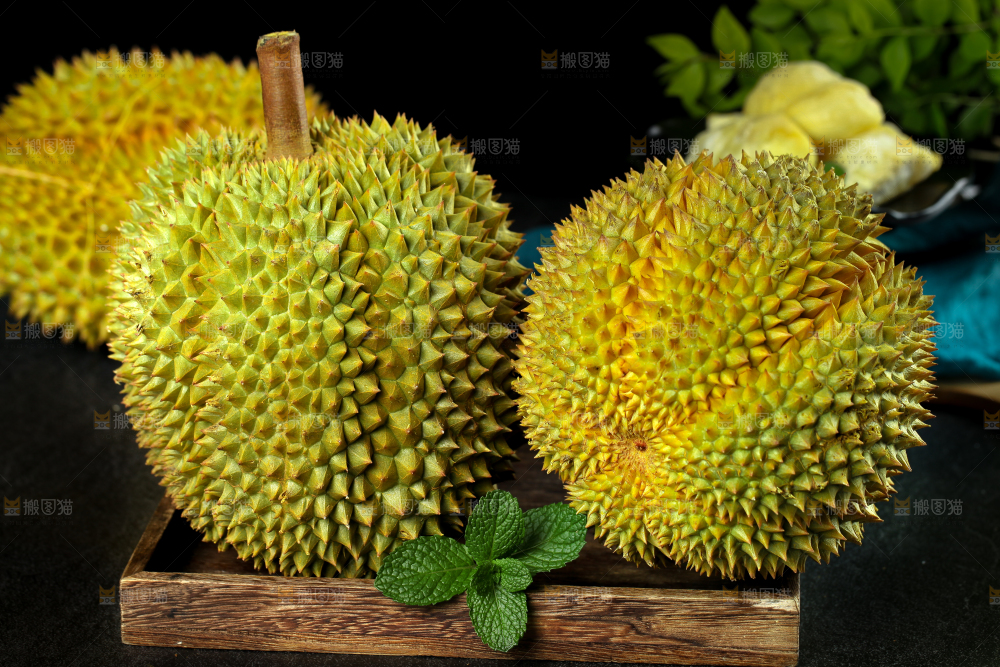 盘子里装着泰国甲仑榴莲