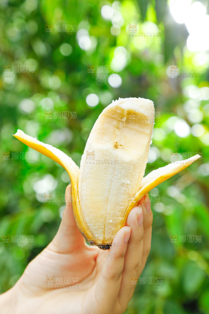 手拿剥皮的广西苹果蕉
