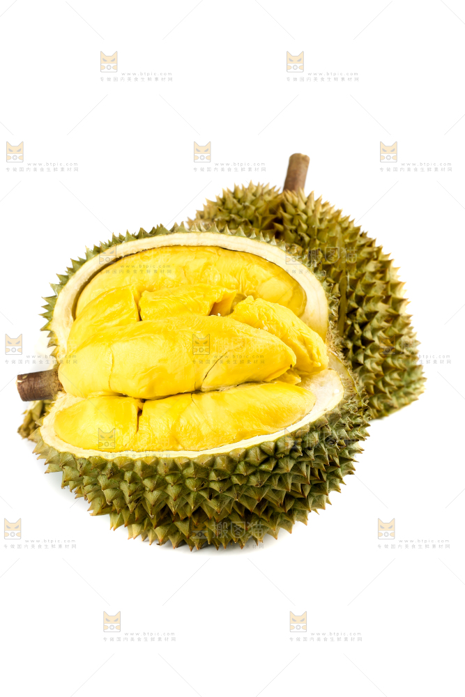 白底上摆放着甲仑榴莲